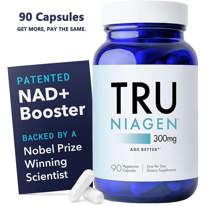 TRU NIAGEN NAD+ Supplement for Anti Aging and Cell Regeneration, 300 mg Niagen, 90 Servings | Supports Cellular Energy, Brain