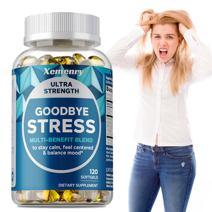 Stress Relief Capsules with GABA, L-Theanine, Mood & Stress Relief 120 Capsules Gluten Free Non-GMO, Improve Memory