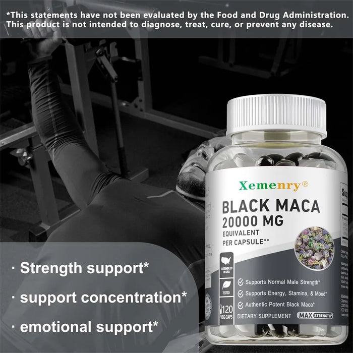 Black Maca Root Supplement - Improves Strength, Endurance and Mood, Enhances Performance and Boosts Energy