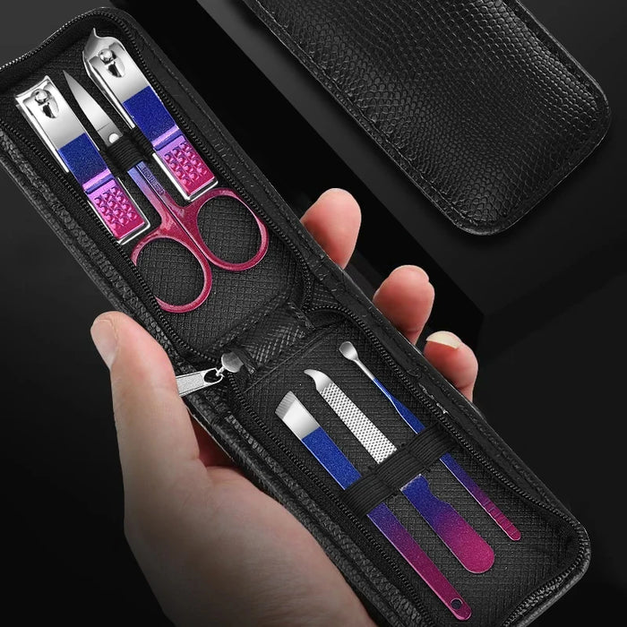 scissors set, Ear pick nail clipper tool, household nail clippers stainless steel pedicure knife,Green 6,piece set
