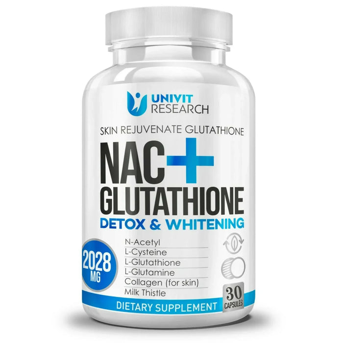 NAC + Glutathione Supplement To Support Skin Health - Antioxidant Supplement, Detox, Immunity Non-GMO, 120 Capsules