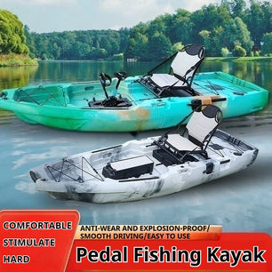 2-Seater Modular Kayak, Electric/Pedal-Driven HDPE Canoe with Aluminum Seats, Portable Fishing Boat for Lake & Ocean Recreation