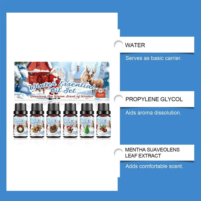 Aromatherapy Oil Set Winter Aromatherapy Essential Oil Set Freshen Indoor Air Create Festive Atmosphere Home-Use Fragrance Perf