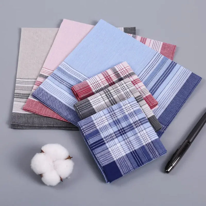 6 packs of men's pure cotton stitching handkerchief for women absorb water and sweat wipe towels color random