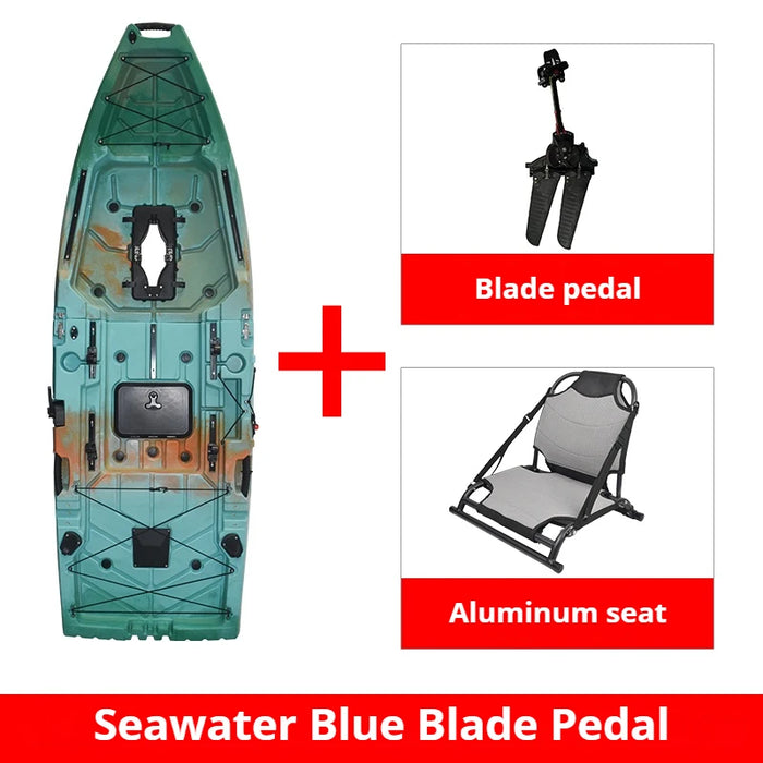 2-Seater Modular Kayak, Electric/Pedal-Driven HDPE Canoe with Aluminum Seats, Portable Fishing Boat for Lake & Ocean Recreation