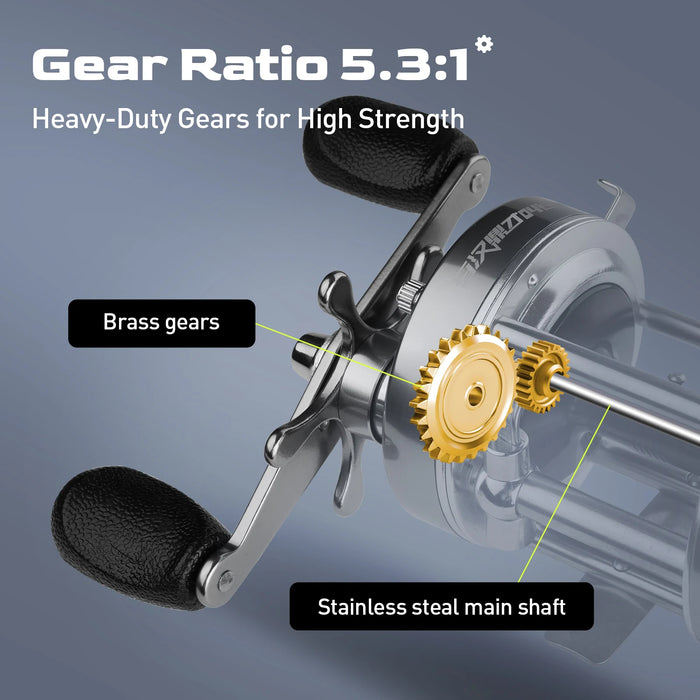 HANDING Flag Round Baitcasting Reel, Aluminum Stainless Steel Body Drag Reels, 13kg Max Drag, 5.3:1 Gear Ratio, 12+1 BB Reel