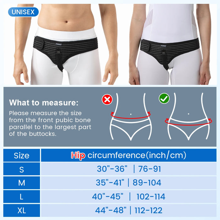 VELPEAU Hernia Belt for Left/Right Side Single Inguinal and Pain Relief, Adjustable Groin Hernia Recovery Strap for Men & Women