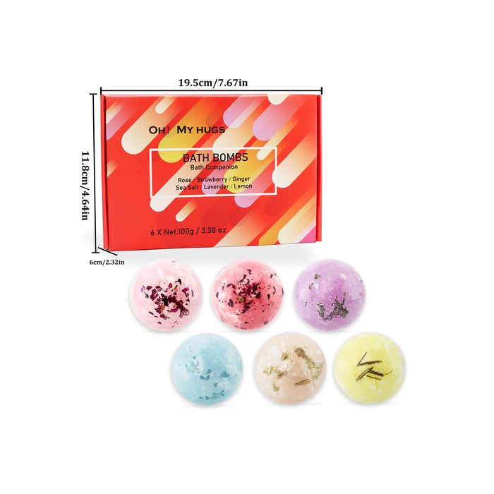 6Pcs Bath Bomb Set, Lavender Epsom Salt for Muscle Relaxation, Gift for Women, Self Care Spa Day