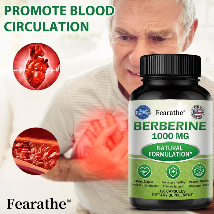 Berberine 1000 Mg Supplement, Highly Absorbed, Supports Cardiovascular Health, Regulates Gut Flora Balance, Improves Digestion
