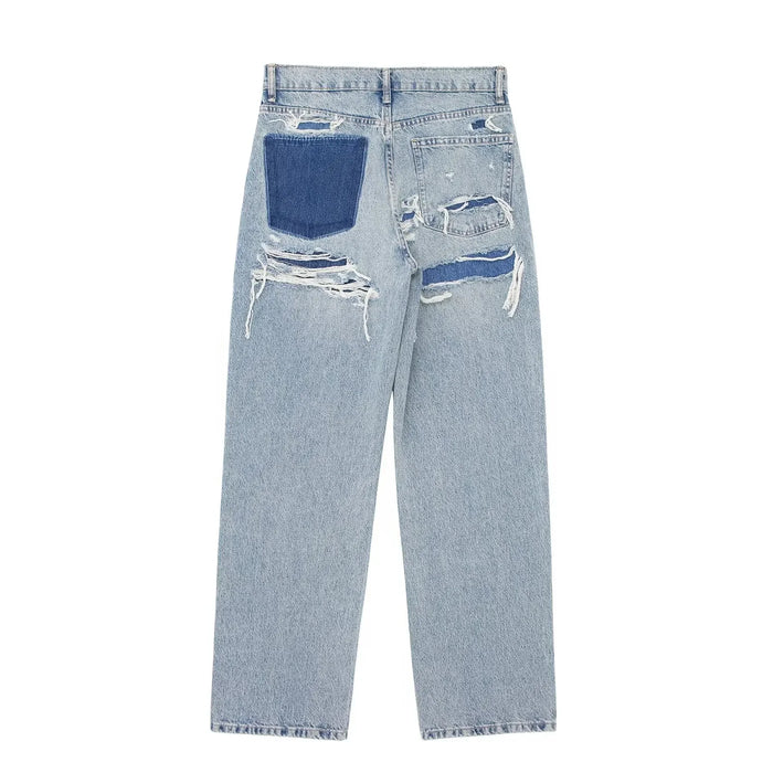 Women 2025 Autumn New Fashion Ripped Loose Jeans Vintage Pocket Casual Chic Female Denim Pants