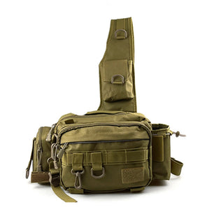 Fishing Tackle Bag Multi-Pocket Fishing Gear Bag Single Shoulder Fishing Storage Bag with Rod Holder for Fishing Hiking Hunting