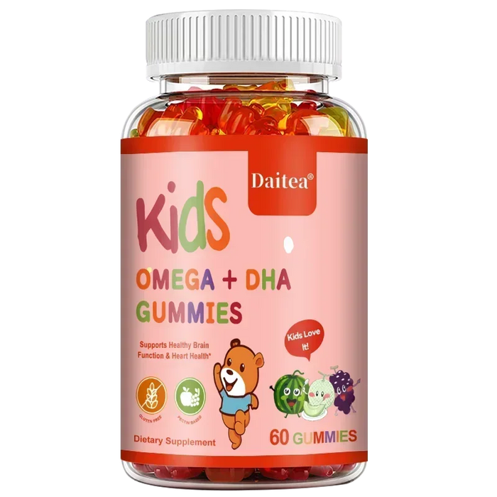 Children's Intelligence Supplement Gummies, Containing Vitamin D, OMEGA + Calcium, Support Attention, Memory, Brain Health