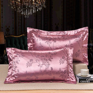 1 Pair Satin Jacquard Pillowcase Soft Smooth Bedding Cushion Cover 48*74cm Mulberry Satin Pillow Cover
