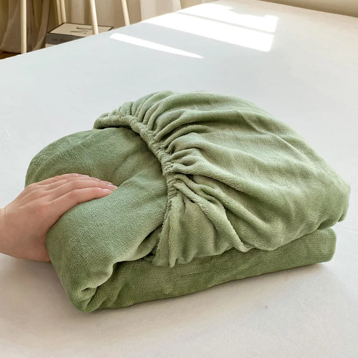 Warm Flannel Fitted Bed Sheet, Soft Comfortable Bed Sheets,Coral Fleece Mattress Cover,Plush Bedsheet,Autumn,Winter Home Bedding