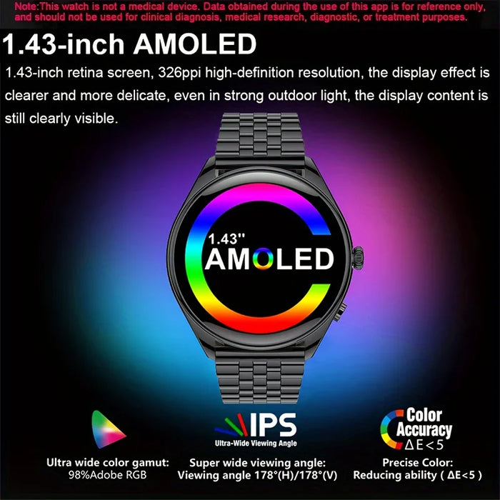 2025 New Utral Thin Women Smart Watch 1.43-inch HD AMOLED Display Bluetooth Call Multi-Sport Tracker Music Player Smart Watch