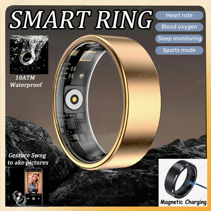 2025 New Smart Ring Blood Oxygen Heart Rate Sleep Monitor Sports GPS Tracking Remote Care 10ATM Waterproof Men Women Smartring