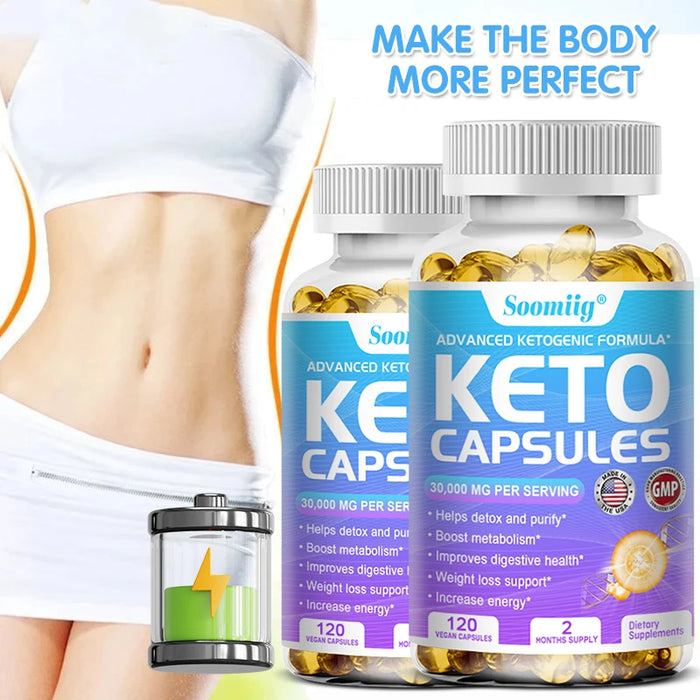 Keto Capsules - Burn Fat, Suppress Appetite, Metabolism, Healthy Weight Management, Digestion & Gut Health, 120 Capsules