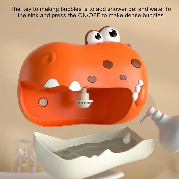 Bath Bubble Machine Music Automatic Bubble Blower Dinosaur Shape Electric With Suction Cup Children Bathing Companion For Kids