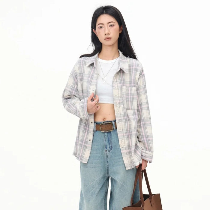 Fashion Women's Blouses Trend 2025 Stylish Women's Plaid Shirts Women's Luxury Tops Mark Cotton Long Sleeve Blouses for Women