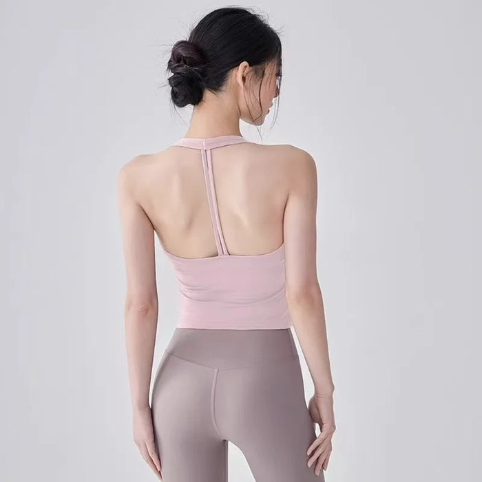 Fitness Vest T-shaped Backless Gathering Fitness Gym Running Shock-proof and Quick-drying Breathable Outside Wear Yoga Clothes