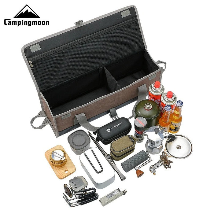 CAMPINGMOON Outdoor Thick Canvas Multi functional Handheld Tools Miscellaneous Storage Bag Barbecue Equipment Camping Bag