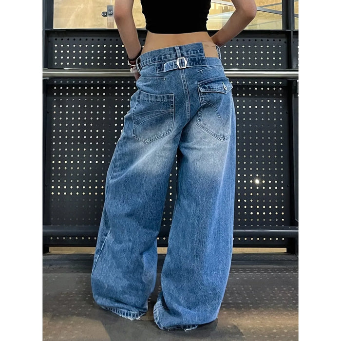 2025 New women's jeans, wide-leg jeans, unisex design, loose-fitting, slimming, draping, casual, floor-length pants