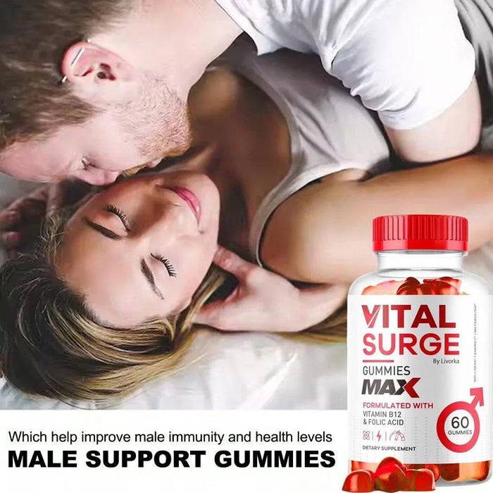 Vital Surge Gummies Dietary Supplement Support & Enhance Male Testo Levels, Improve Energy, Muscle and Sexual Health, 60 Capsule
