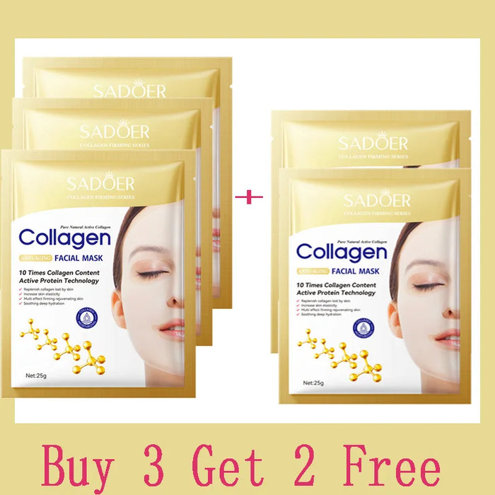 10PCS Collagen Anti Wrinkle Facial Mask Anti Aging Fade Fine Lines Firm Skin Moisturizing Brightening SkinCare Korean Cosmetics
