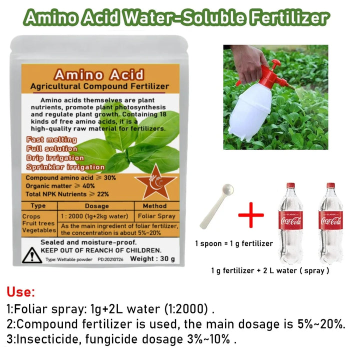 30 G Compound Amino Acid Fertilizer Powder Npk Nitrogen-phosphate-potassium Safe Supplement Plant Nutrition For Garden