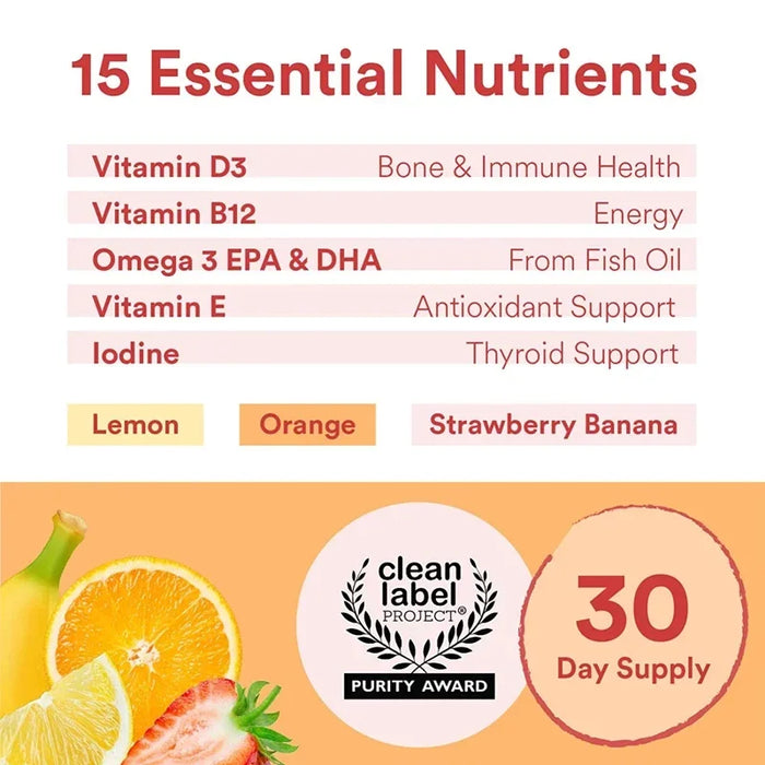 Children's Multivitamin Gummies - Support Brain Health, Enhance Immunity, Improve Memory and Concentration
