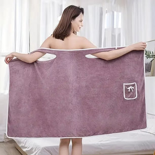 1 Pcs Women's Wearable Bath Towel - Quick-Dry Microfiber Robe for Shower, Beach & Spa - Girls-Friendly Design