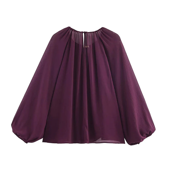 2025 Autumn Blouses For Women Translucent Elegant Ruffles Blouse Female Long Sleeve High Street Long Sleeve Casual Shirt Top