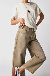 2026 Women's Jeans New Arrival European and American Mid-Low Rise Washed Wide Leg Loose Fit Jeans