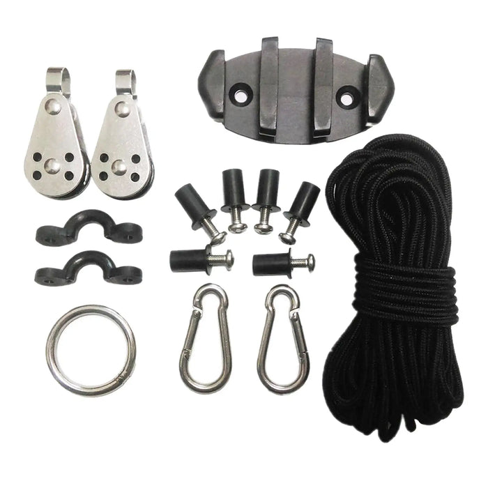 Kayak Canoe Anchor Trolley Cleat Rigging Pulleys w/ Rope