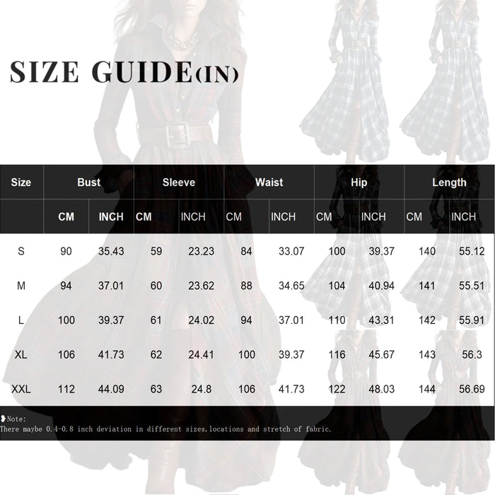 Ladies' High-end Fashion French Vintage Check Waist-cinching Slimming Asymmetrical Long-sleeved Dress Chic Streetwear Clothes