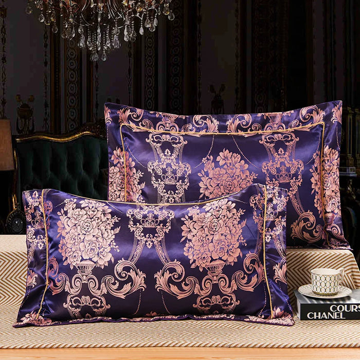 1 Pair Satin Jacquard Pillowcase Soft Smooth Bedding Cushion Cover 48*74cm Mulberry Satin Pillow Cover