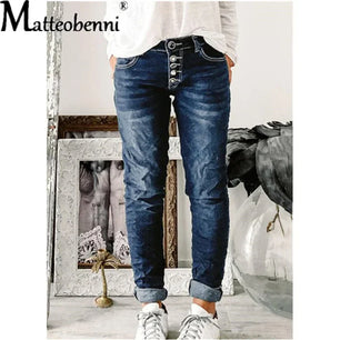 Women's Breasted Jeans For Women 2024 Mom Jeans High Waist Blue Loose Washed Fashion Straight Denim Pants Vintage Streetwear