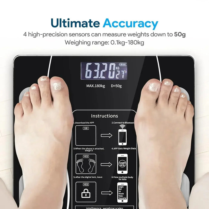 (Top selling) Smart Weight Scale with Bluetooth Connectivity for BodyMetrics Monitoring