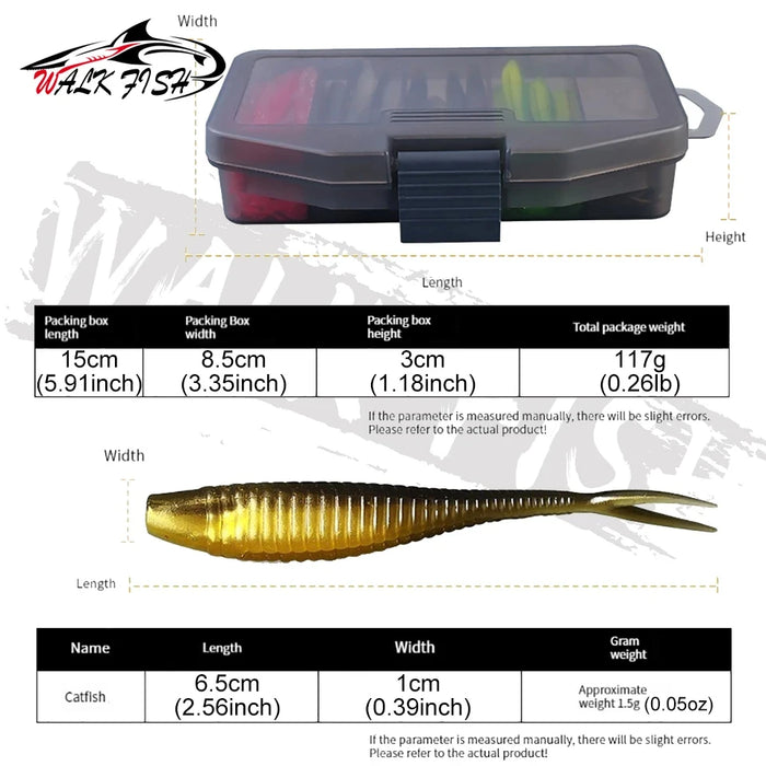 WALK FISH 61 Pieces/Set Of Bionic Fish Soft Bait Fishing Gear With Hook Storage Box Soft And Portable Outdoor Fishing Gear