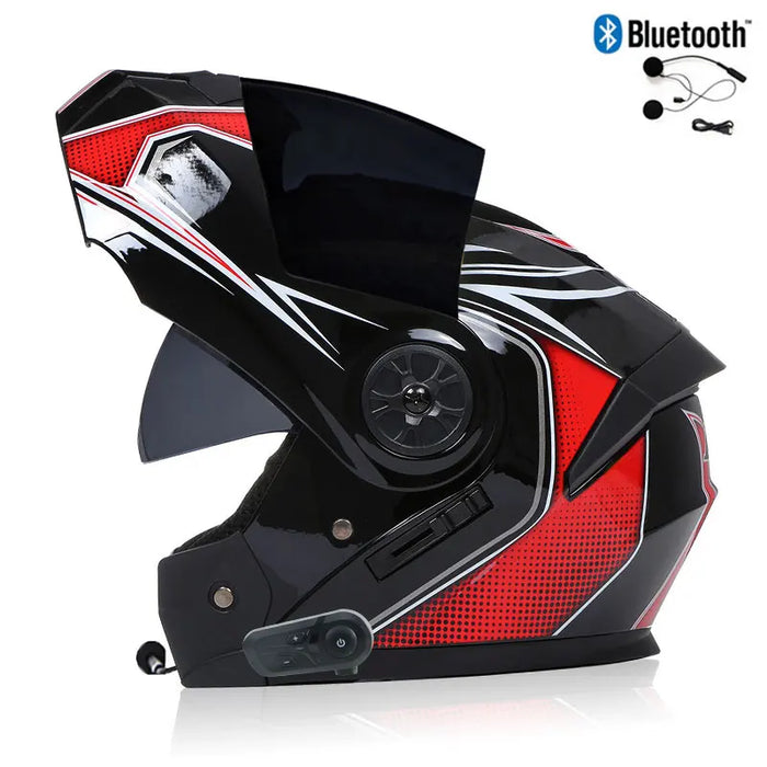 Bluetooth Men's Motorcycle Helmets Full Face Casco for Motorcycles Man Motocross Kask Flip up Casque De Moto  DOT Certified BLD