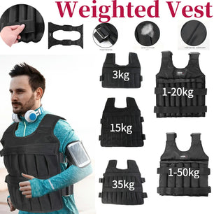 3-50kg Workout Weight Jacket Adjustable Weighted Exercise Vest Workout Equipment for Running Training Workout Jogging Walking