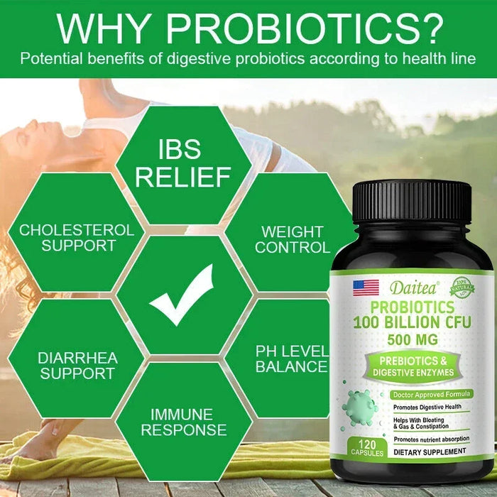 Organic Probiotics Capsules Supplement 100 Billion CFU 500mg Probiotics Helps Gut Health, Balanced Gut Probiotics
