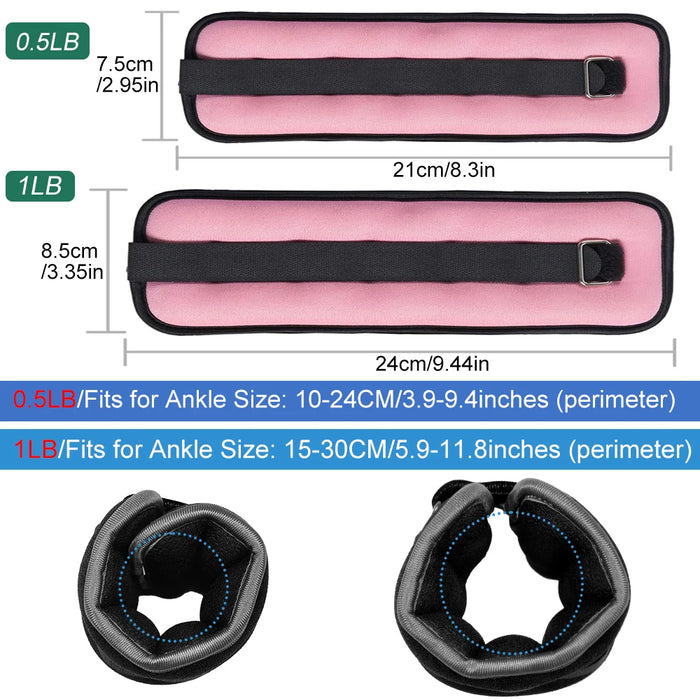 1Pair Adjustable Ankle Weights for Women and Men (0.25kg/0.5kg Each Pack), Adjustable Leg Weights with Straps, Strength Training