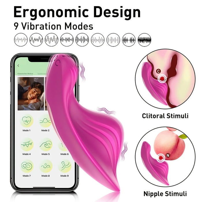 APP Wearable Vibrator Sex Toy for Women 9 Modes Powerful Two Point Stimulation Personal Massager Rechargeable Couple Sex Toys