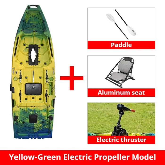 2-Seater Modular Kayak, Electric/Pedal-Driven HDPE Canoe with Aluminum Seats, Portable Fishing Boat for Lake & Ocean Recreation