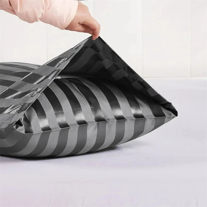 Imitation Silk Pillow case satin Stripe pillowcases cases Covers for bed pillows 2 pieces High-quality Jacquard Envelope Closure