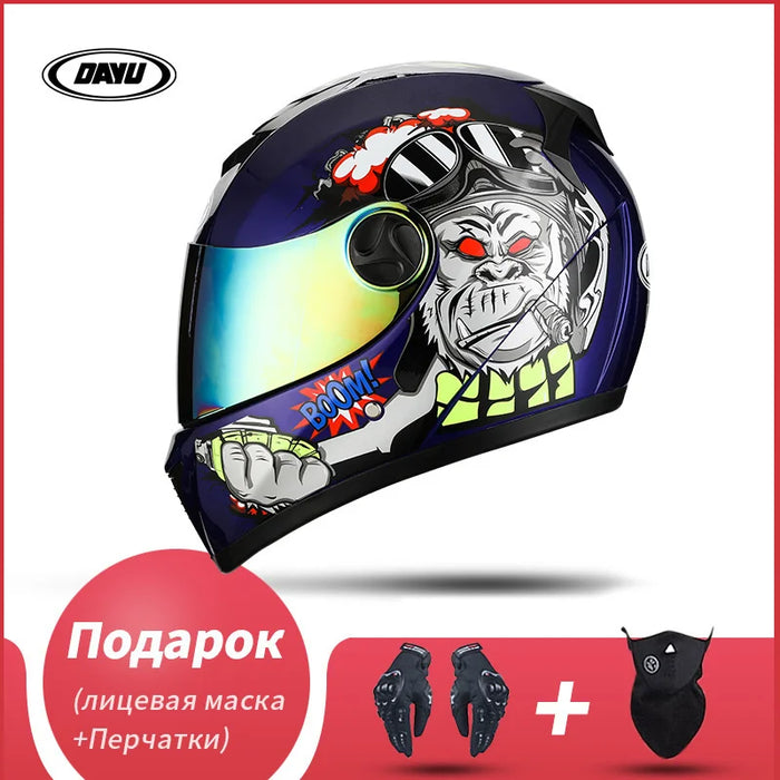 Motorbike Helmet  For Adults Motocross Helmets Casco Motorbike Helmet Full Face  Modular Dual Lens Double Visors