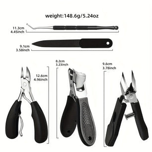 5pcs Heavy-Duty Nail Care Kit, Precision Cutting for Thick Nails, Includes Slant Tweezers, Cuticle Pusher, Eagle Beak Pliers