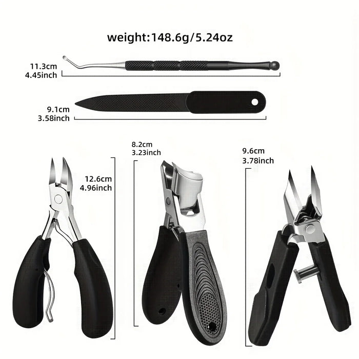 5pcs Heavy-Duty Nail Care Kit, Precision Cutting for Thick Nails, Includes Slant Tweezers, Cuticle Pusher, Eagle Beak Pliers