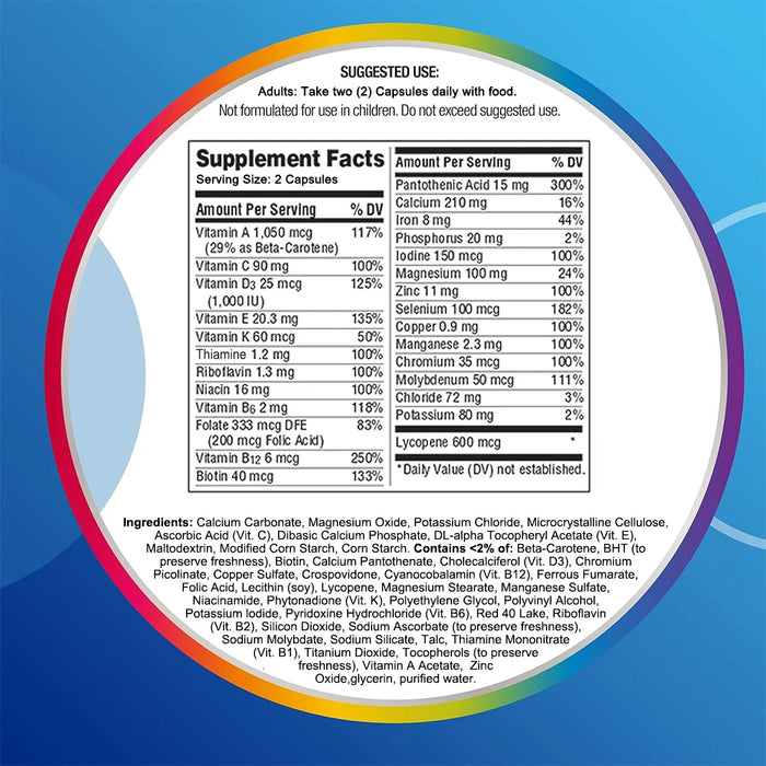 Multivitamin Capsules - Support Energy, Immunity, Metabolism, Muscle Function, Dietary Supplement for Men